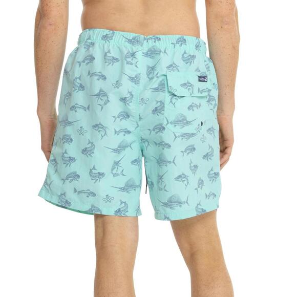 New Salt Life Men Board Shorts Fish Light Blue New w/ Tags Live Salty Size 2XL - Picture 2 of 6